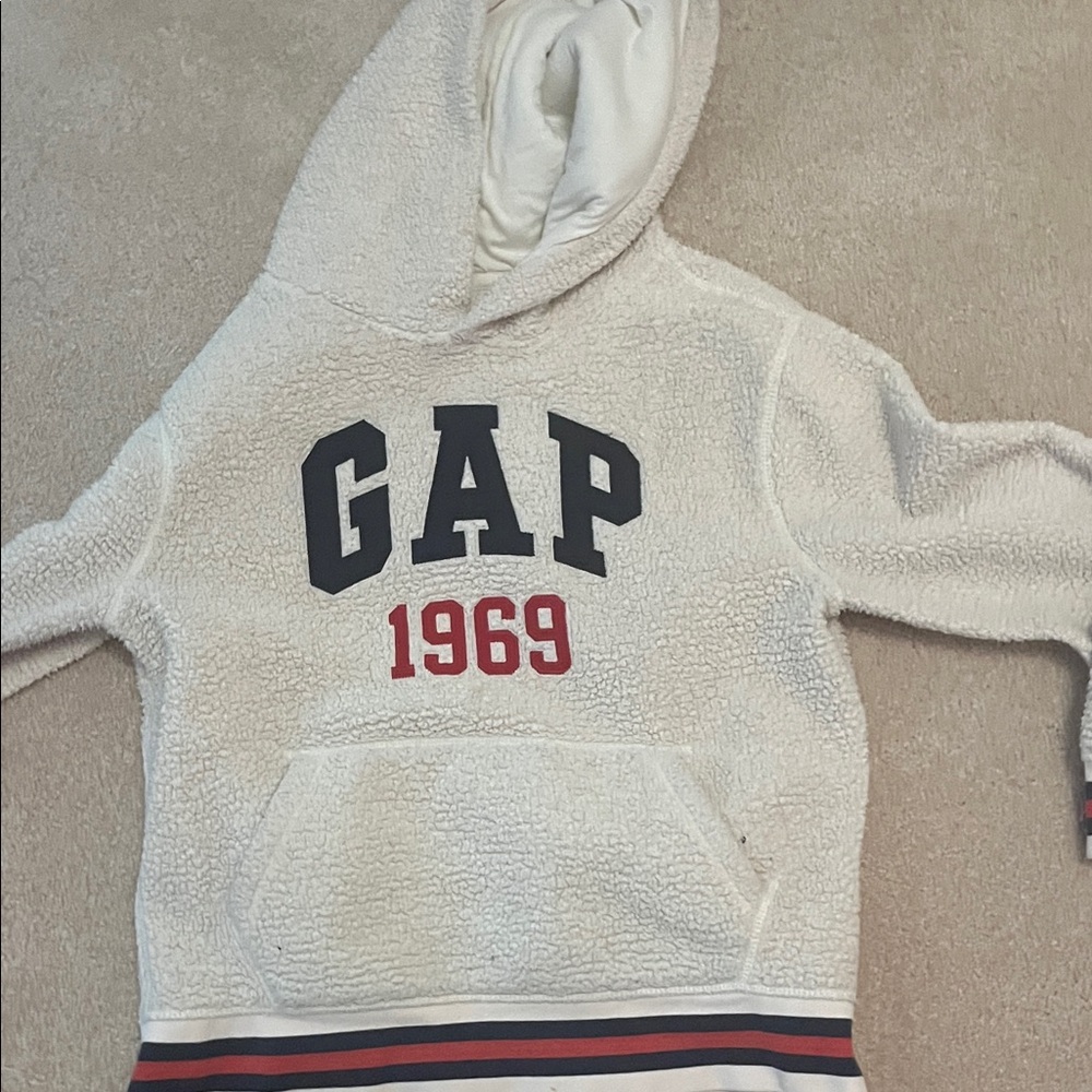GAP Kids Cream Hoodie with Red and Blue Details